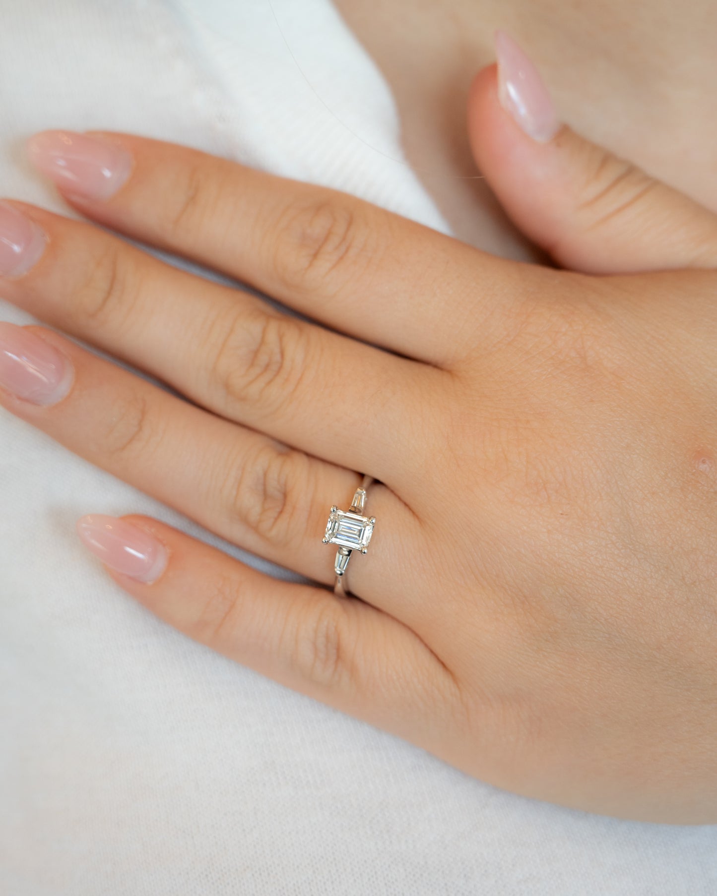 .91 Emerald Cut Diamond Engagement Ring in Platinum