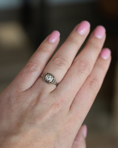 .38 Antique Old European Diamond Engagement Ring in 14k