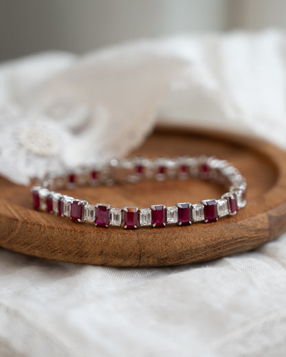 7.23 Ruby & Diamond Bracelet in 18k White Gold