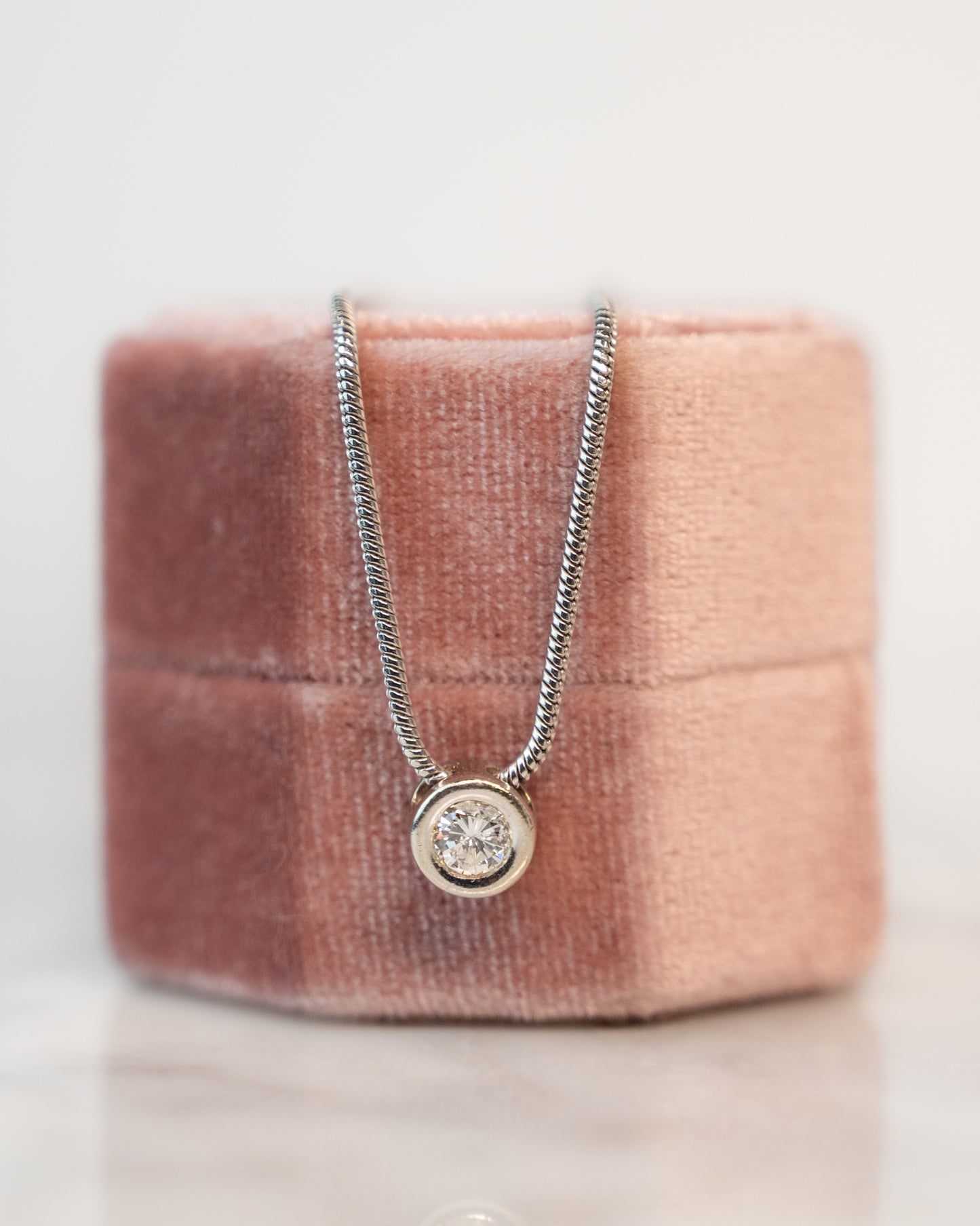 .50 Round Diamond Solitaire Bezel Necklace 14k
