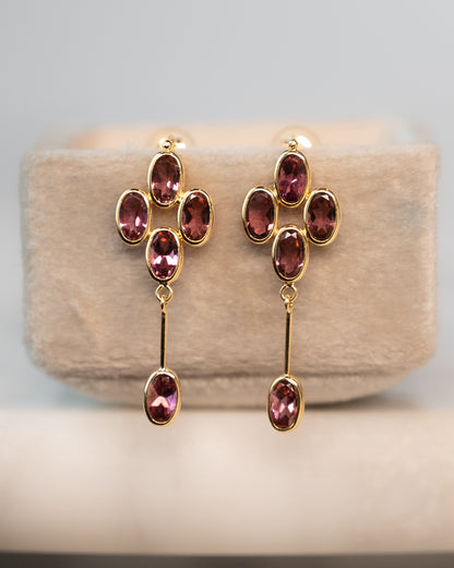 2.30 Pink Tourmaline Drop Earrings in 18k