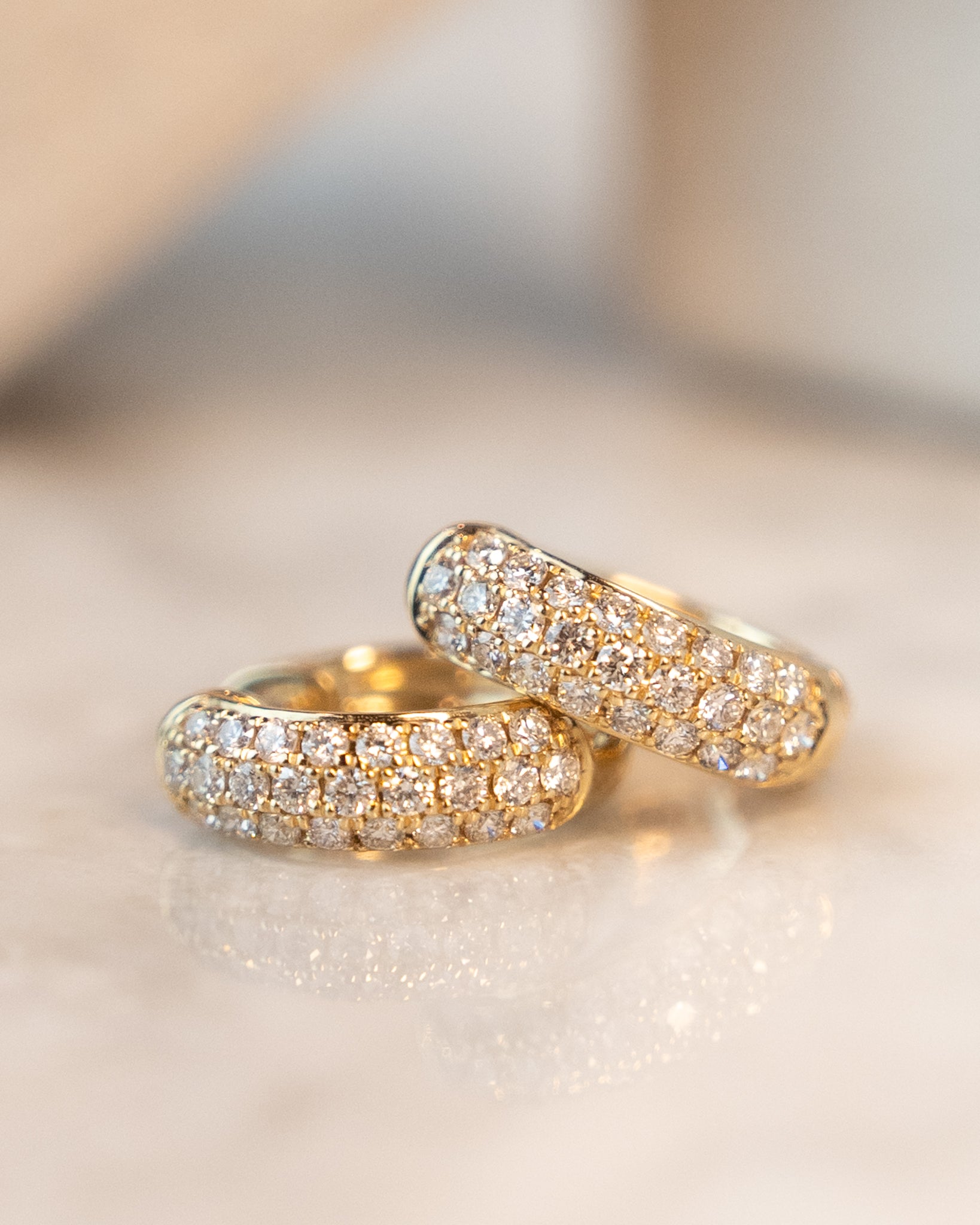 52 Pave Diamond Huggie Hoops 14k Yellow Gold – Filigree Jewelers