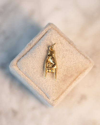 Vintage Mid-Century Figa Charm in 14k Yellow Gold