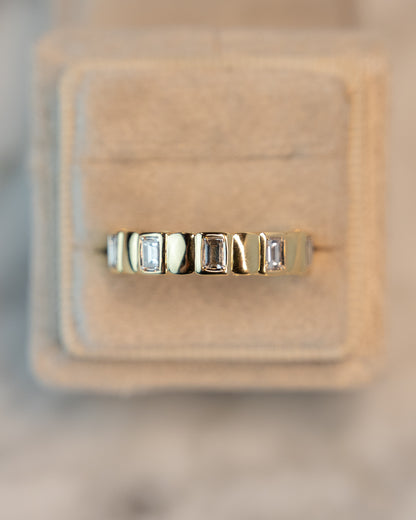.46 Five Stone Bezel Wedding Band in 14k