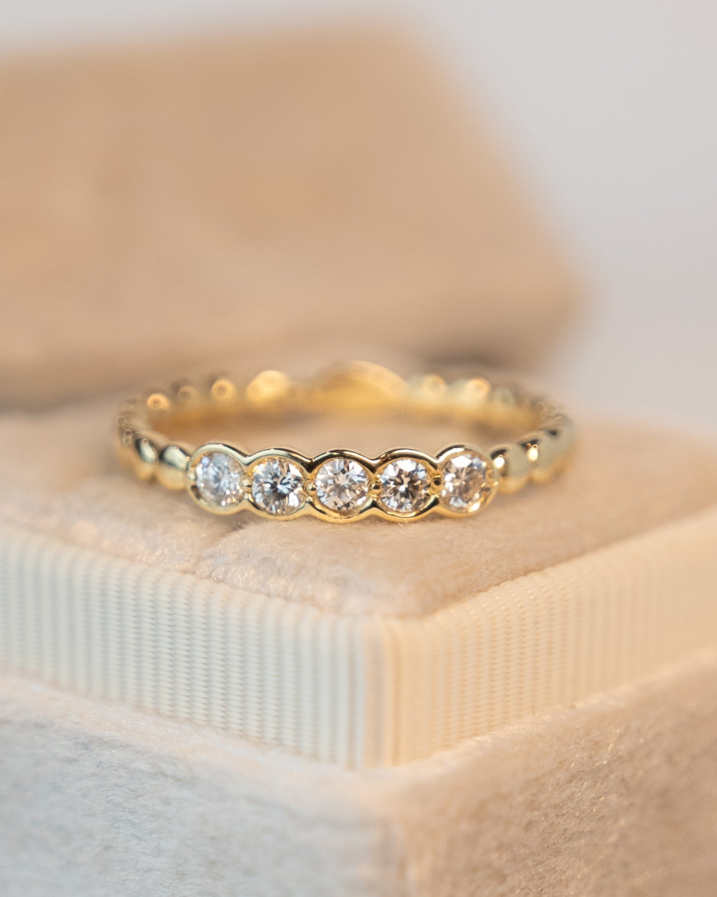 .25 Bezel Diamond Five Stone Band in 14k Yellow Gold
