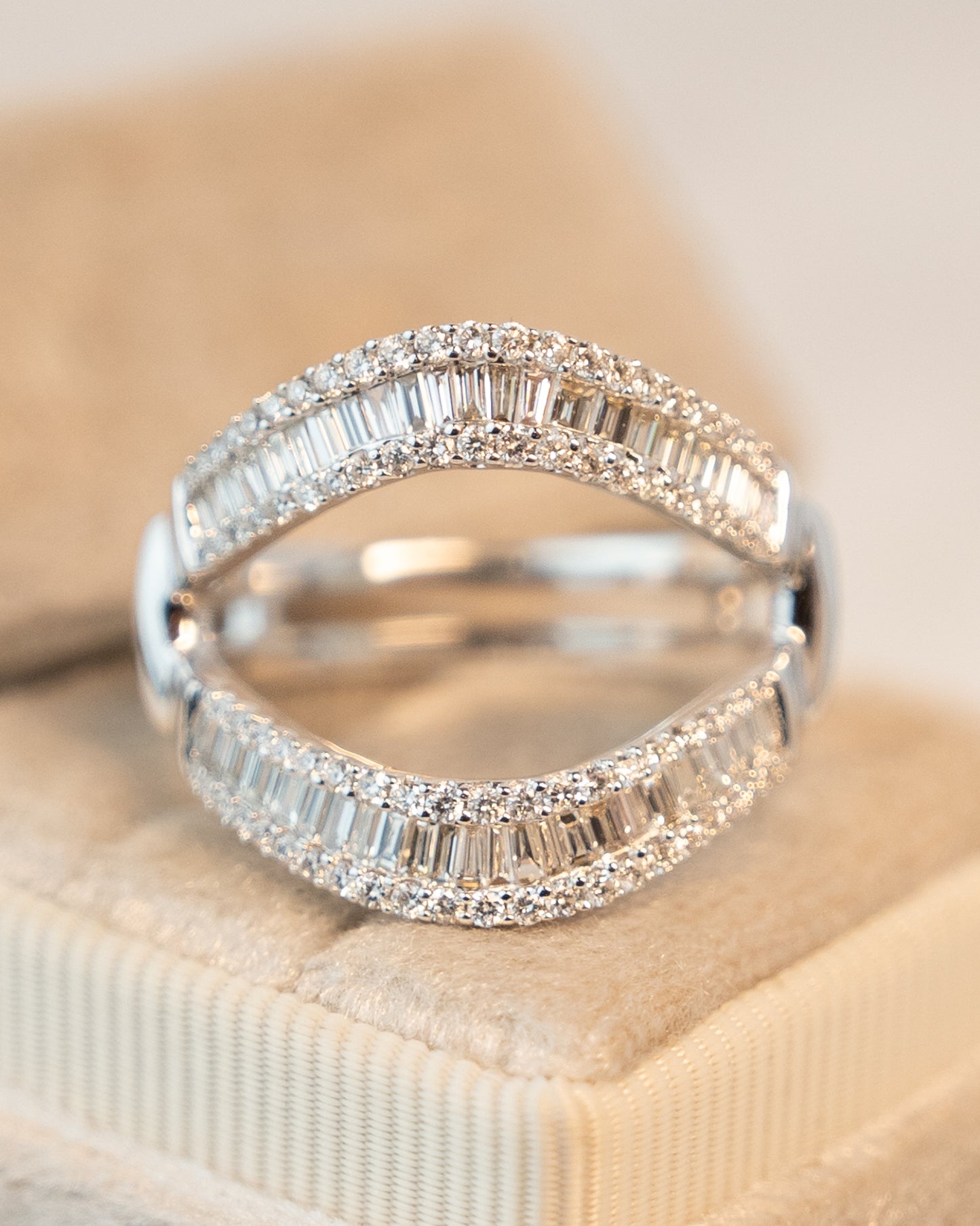 .98 Baguette Cut Diamond Eternity Cocktail Ring 14k