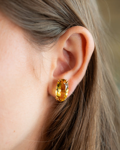 11.22 Oval Citrine Large Stud Earrings in 14k
