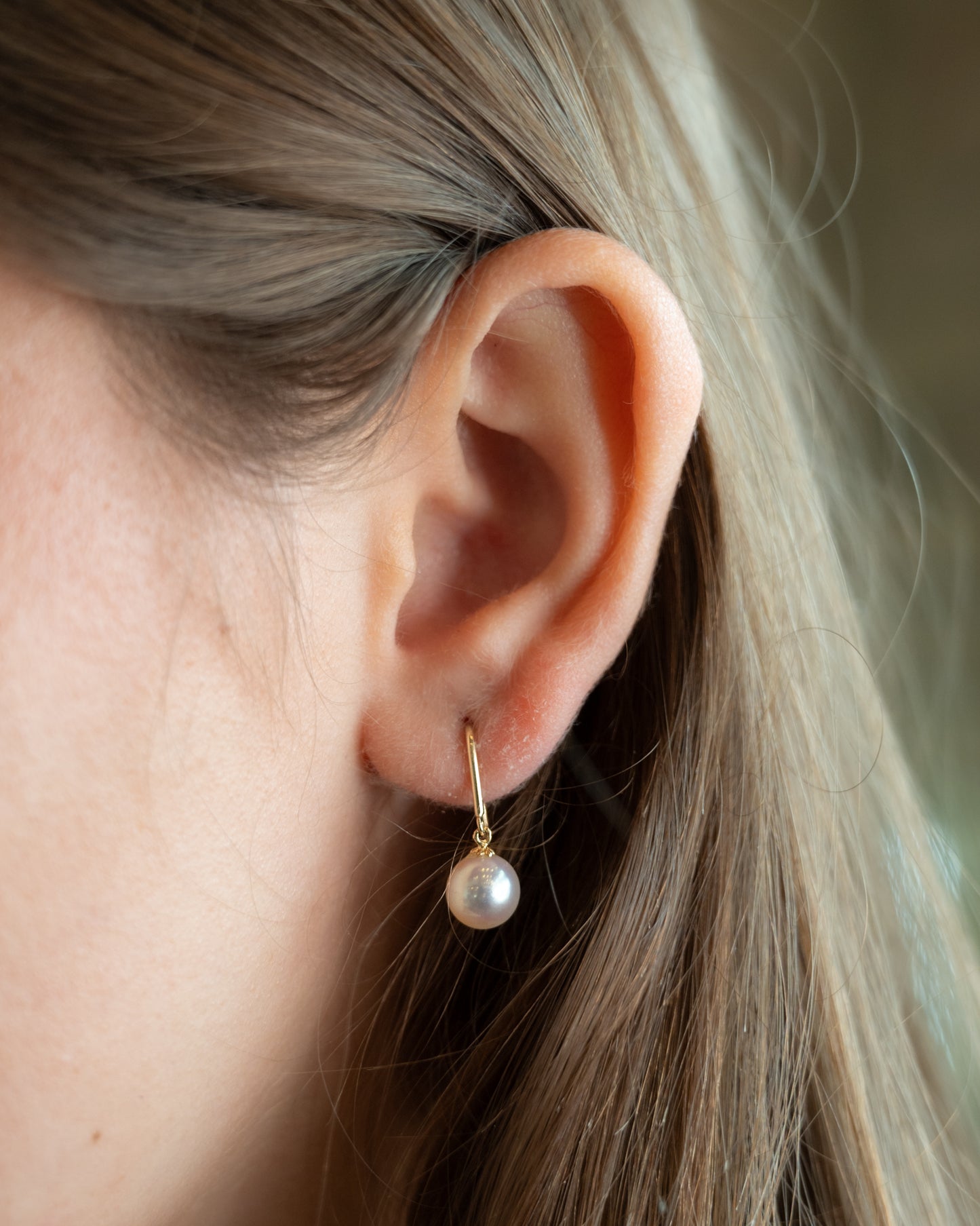 Pearl Drop Earrings in 14k Yellow Gold
