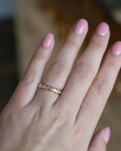 .86 Baguette & Round Diamond Bezel Wedding Band 14k