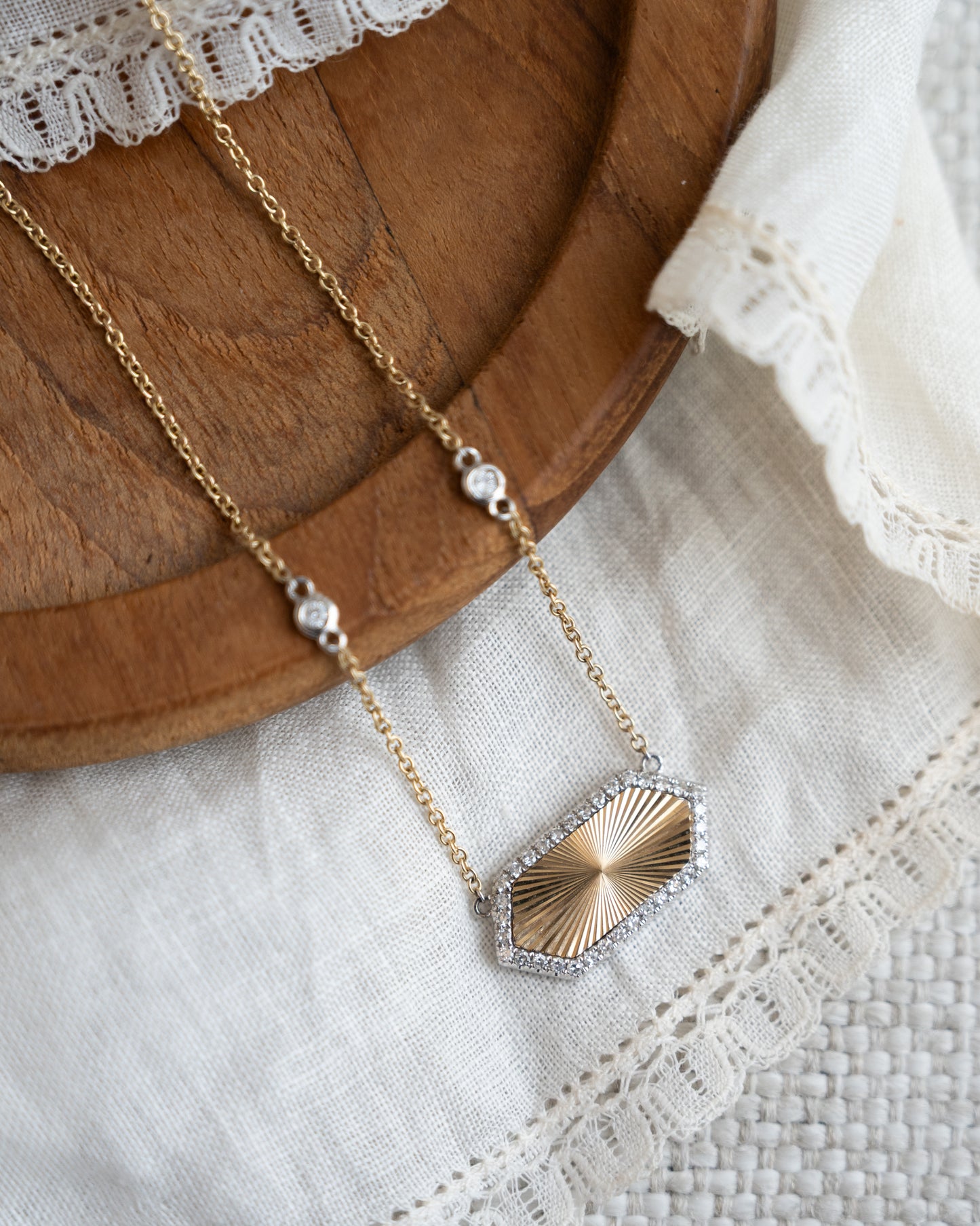 .28 Diamond Hexagon Pendant Necklace in 14k Yellow Gold