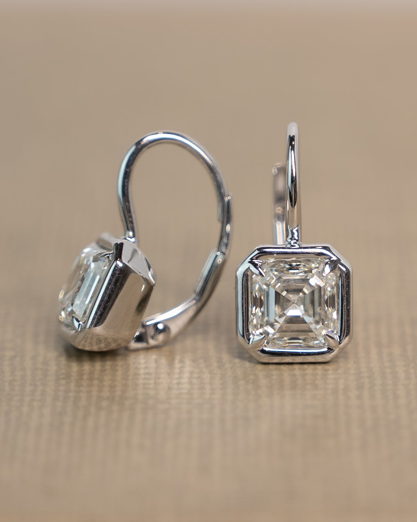 1.51 Asscher Diamond Drop Earrings in 18k