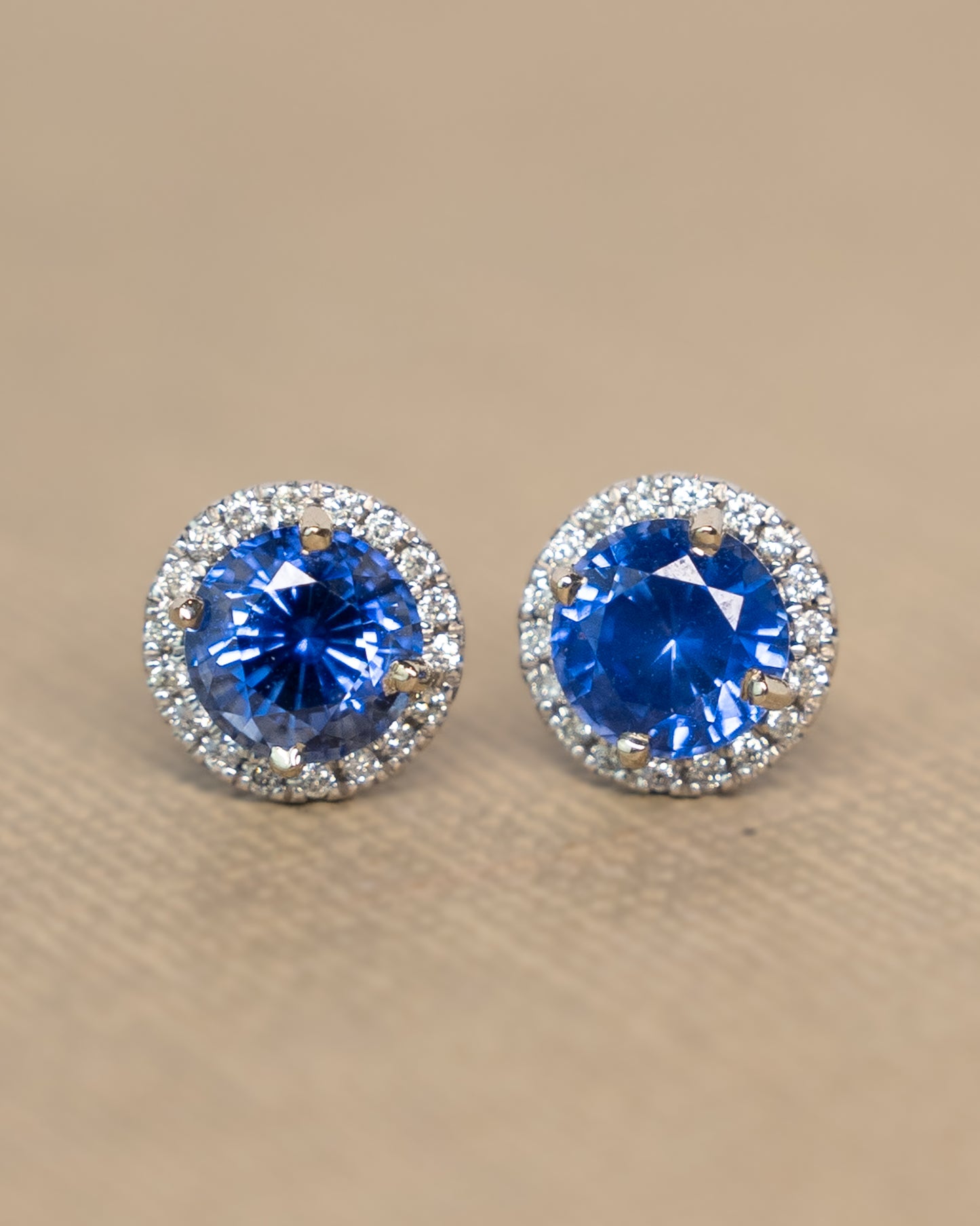 2.88 Blue Sapphire & Diamond Stud Earrings in 14k