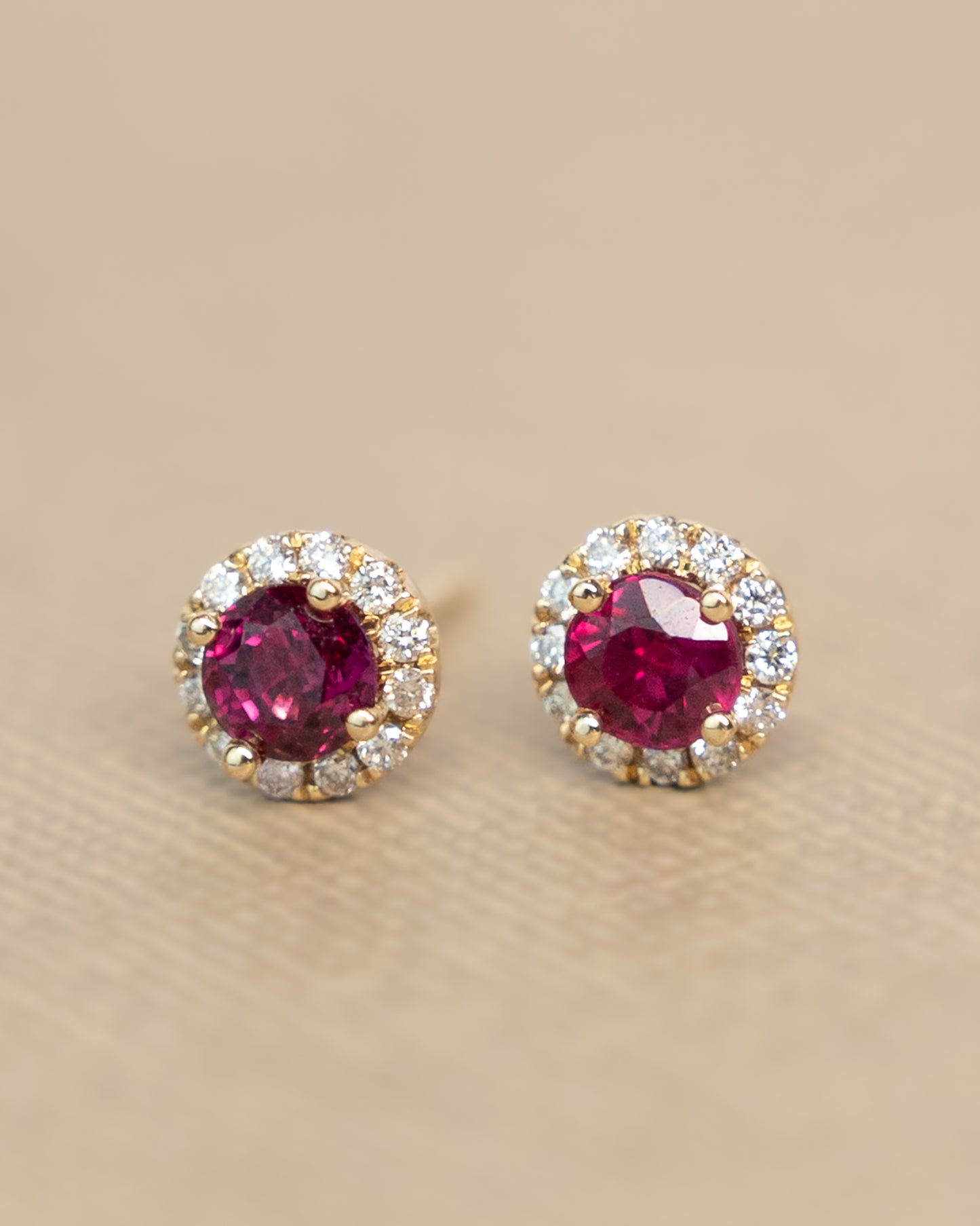 1 Carat Ruby & Diamond Earring Studs in 14k