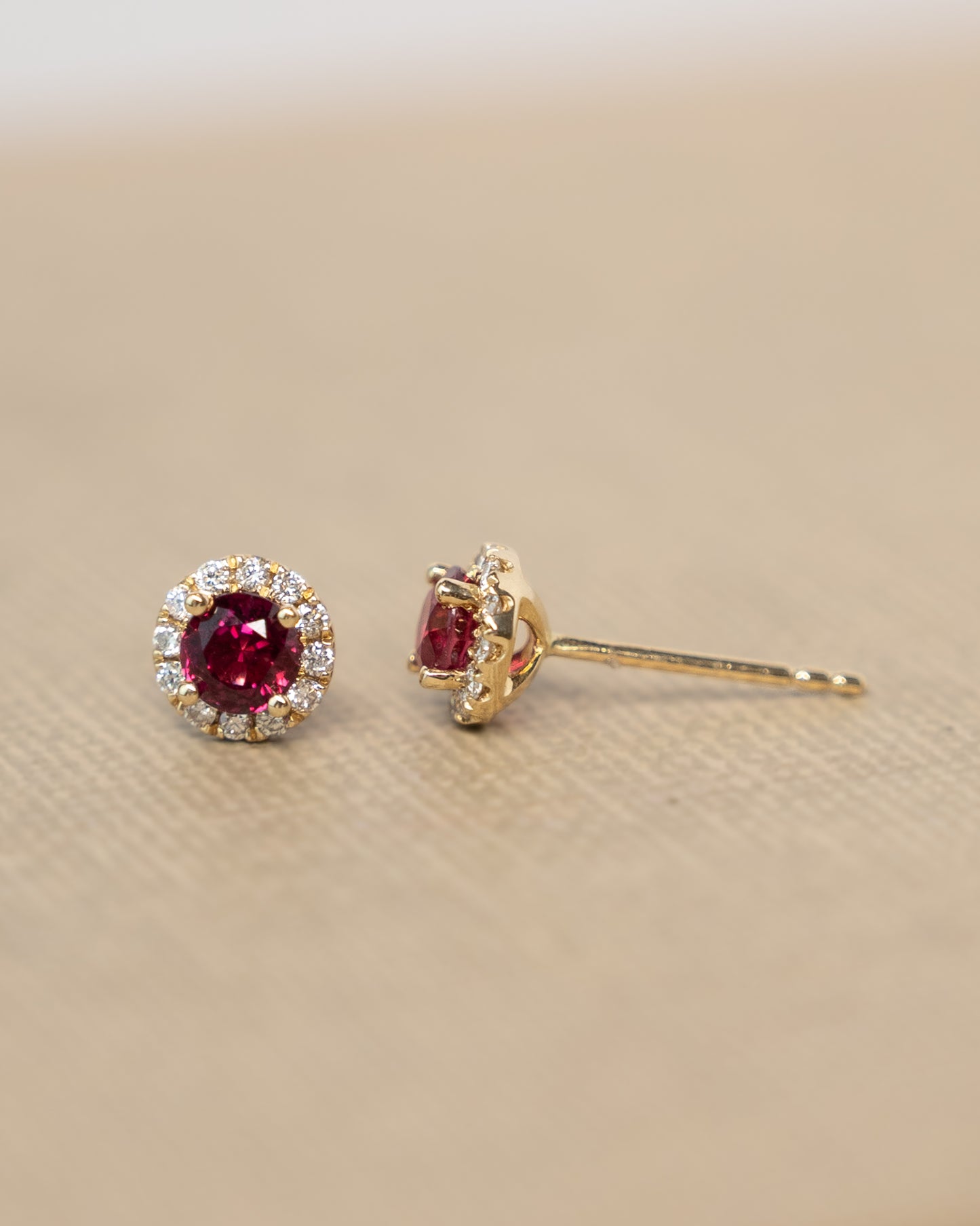 1 Carat Ruby & Diamond Earring Studs in 14k