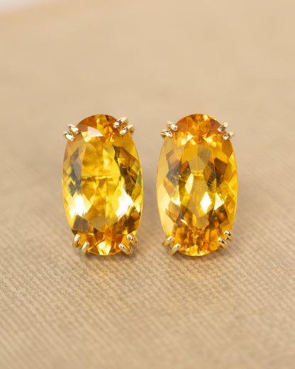 11.22 Oval Citrine Large Stud Earrings in 14k
