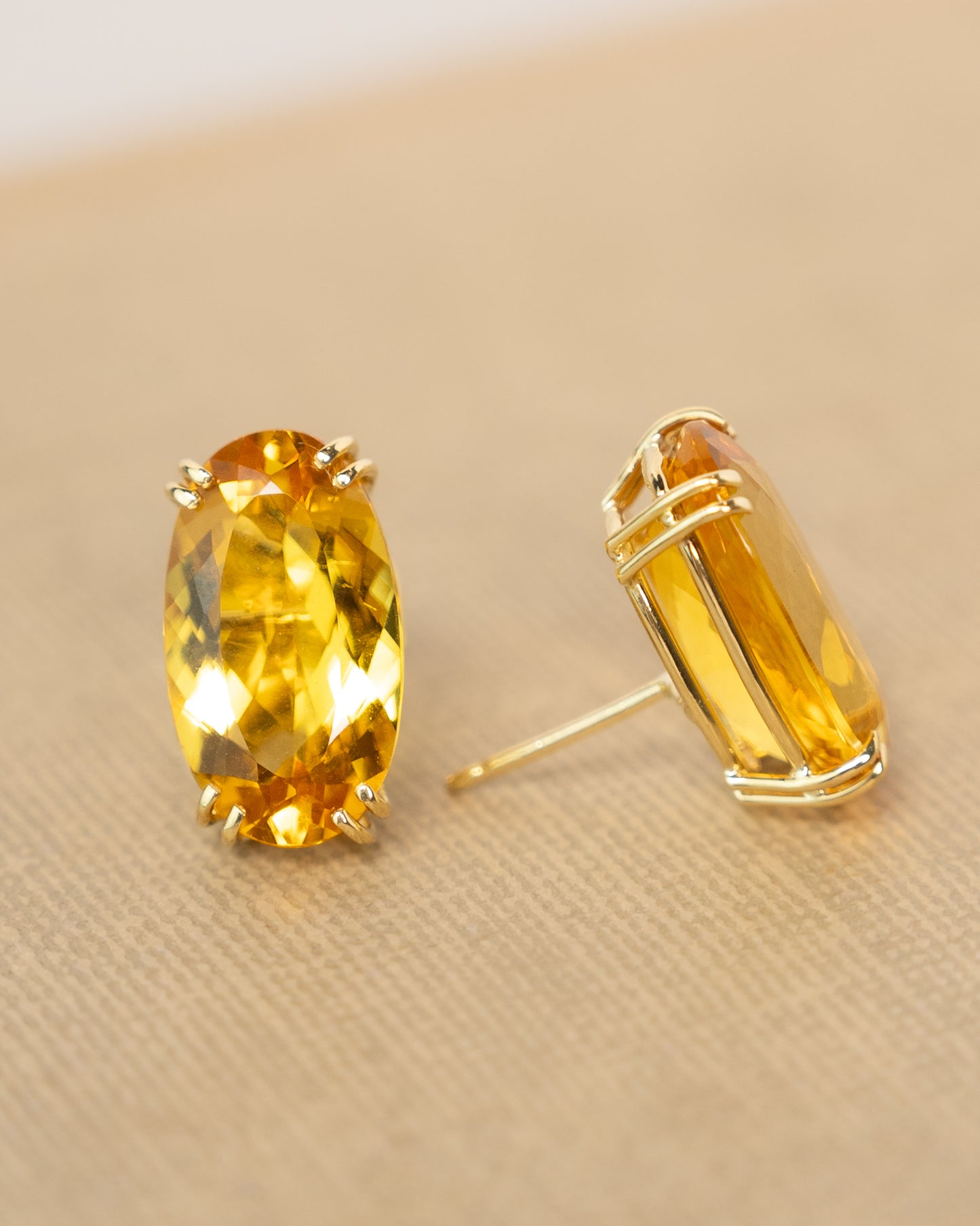 11.22 Oval Citrine Large Stud Earrings in 14k