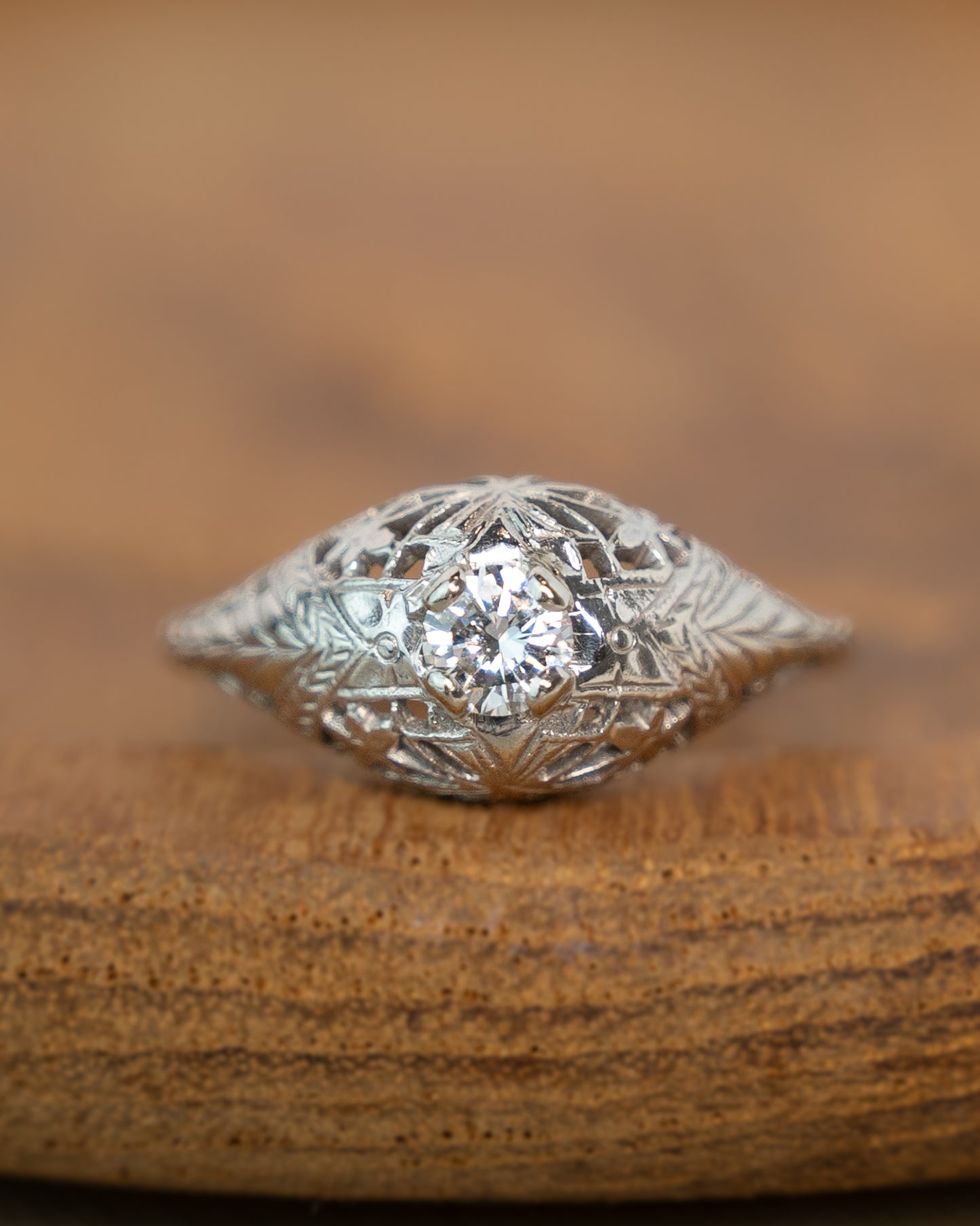 .30 Antique Deco Filigree Engagement Ring in 14k