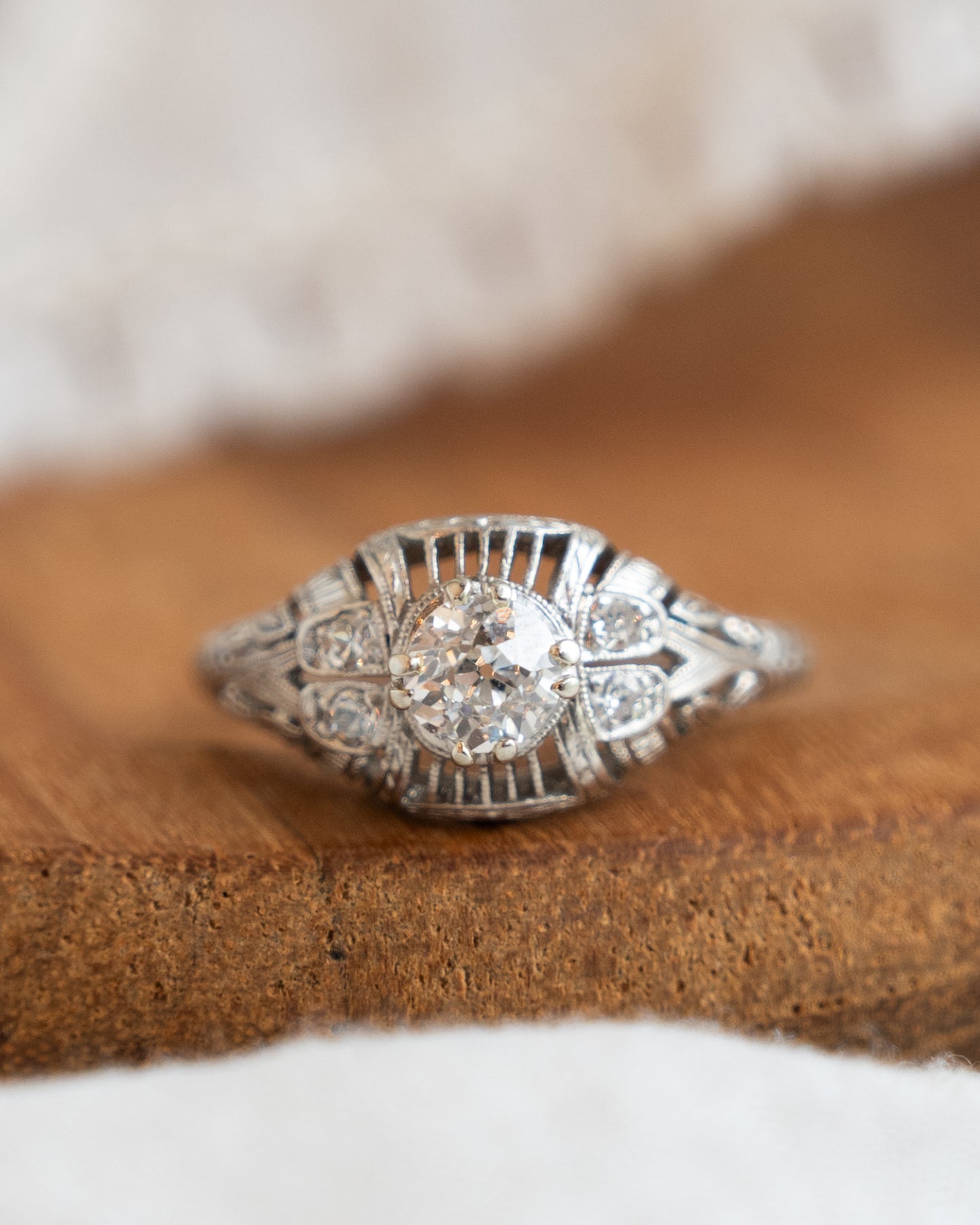 .43 Antique Art Deco Engagement Ring in Platinum