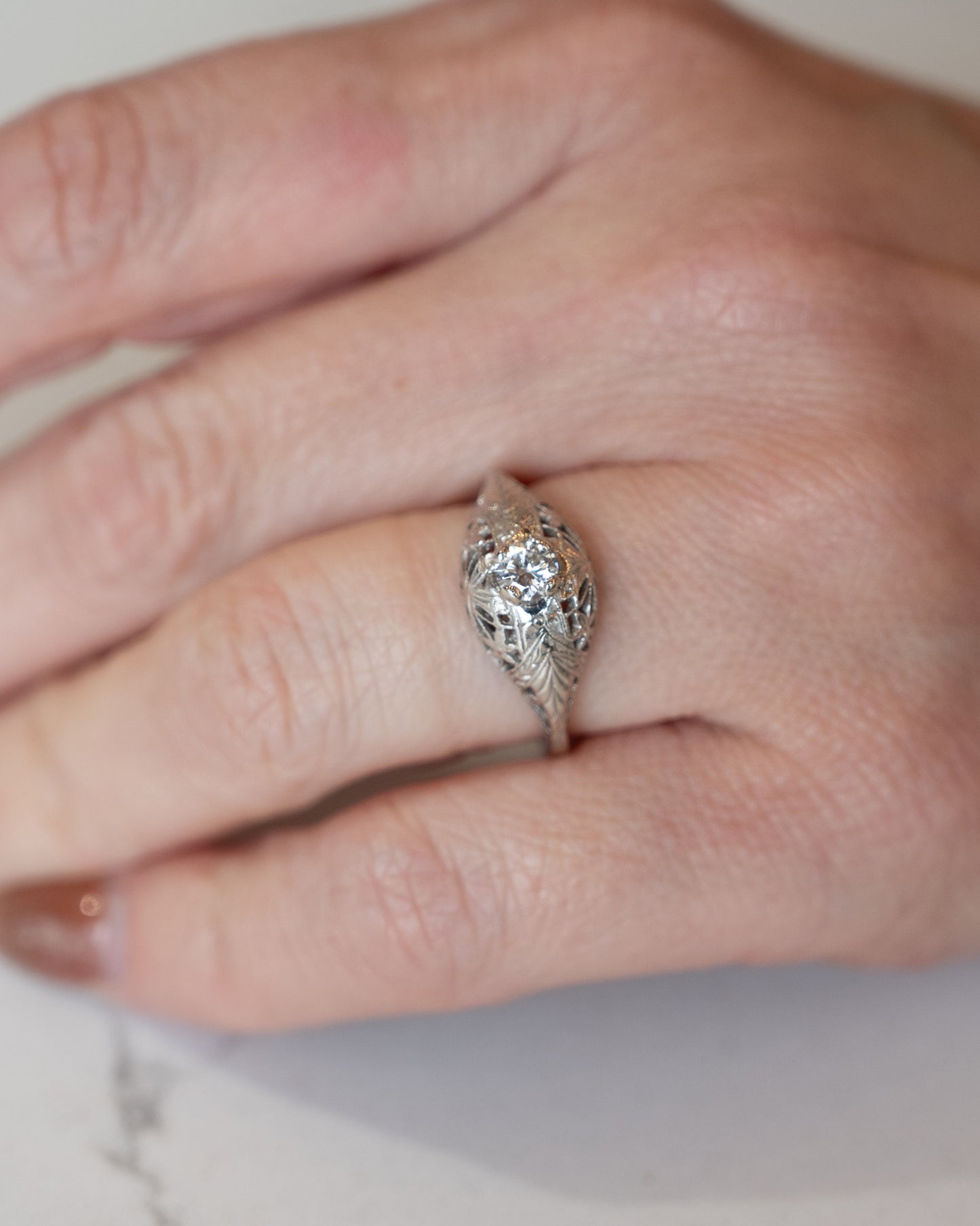 .30 Antique Deco Filigree Engagement Ring in 14k