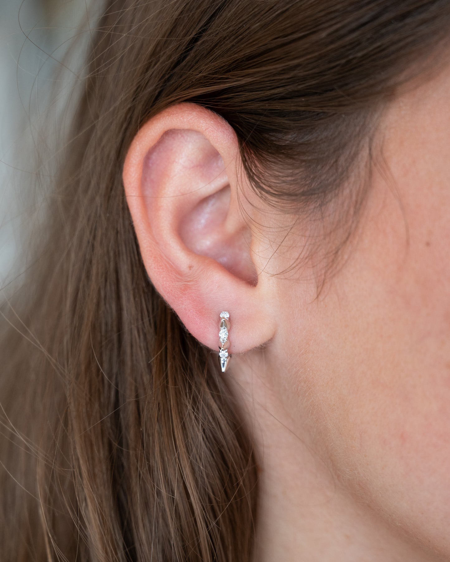 .20 Spiked Diamond Hoop Earrings in 14k White Gold