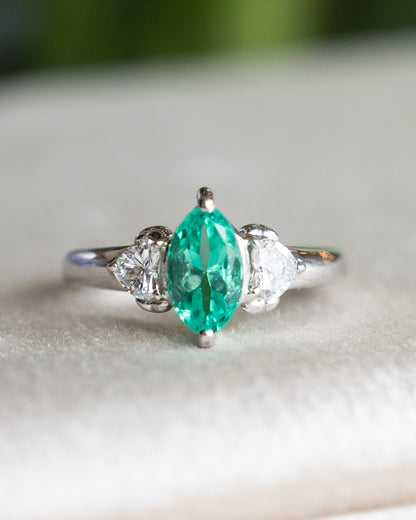 1.00 Marquise Emerald Engagement Ring in Platinum