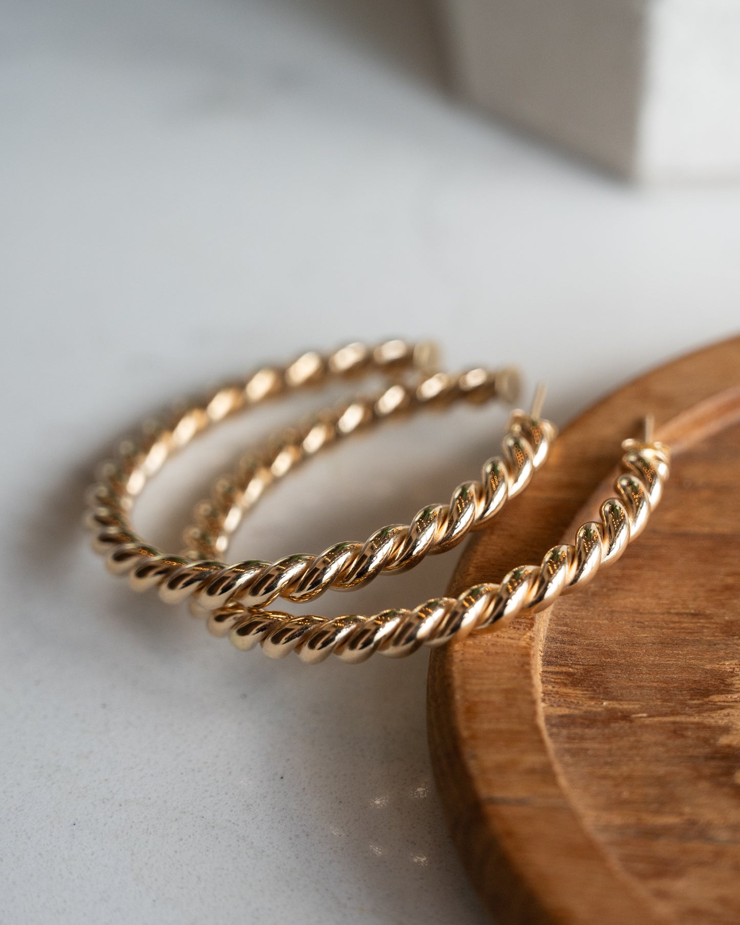 Twisted Rope Style Hoop Earrings in 14k Yellow Gold