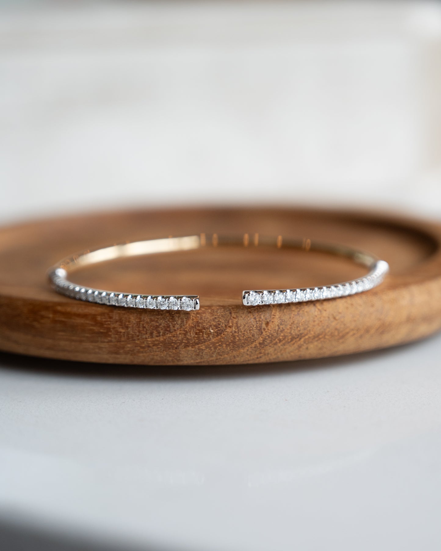 .75 Diamond Open Cuff Bangle Bracelet in 14k