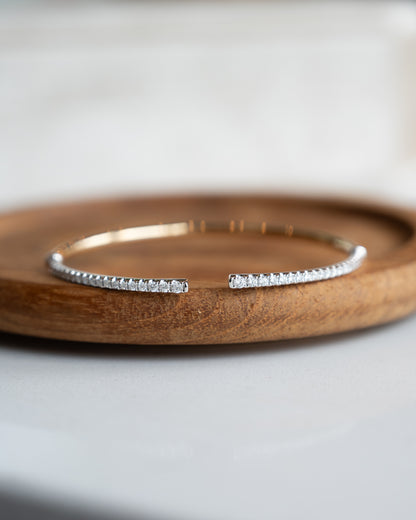 .75 Diamond Open Cuff Bangle Bracelet in 14k