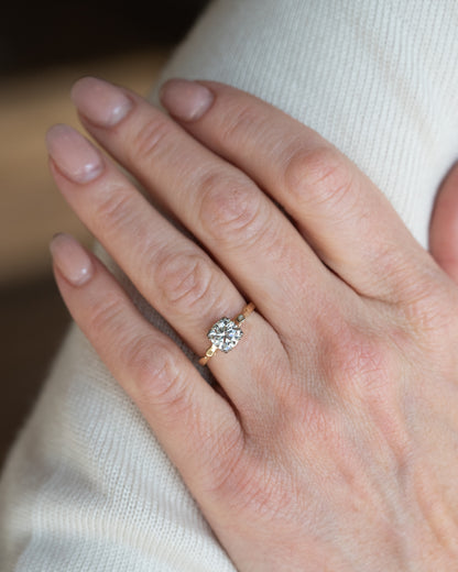 1.36 Vintage Retro Diamond Engagement Ring Two-Tone 14k