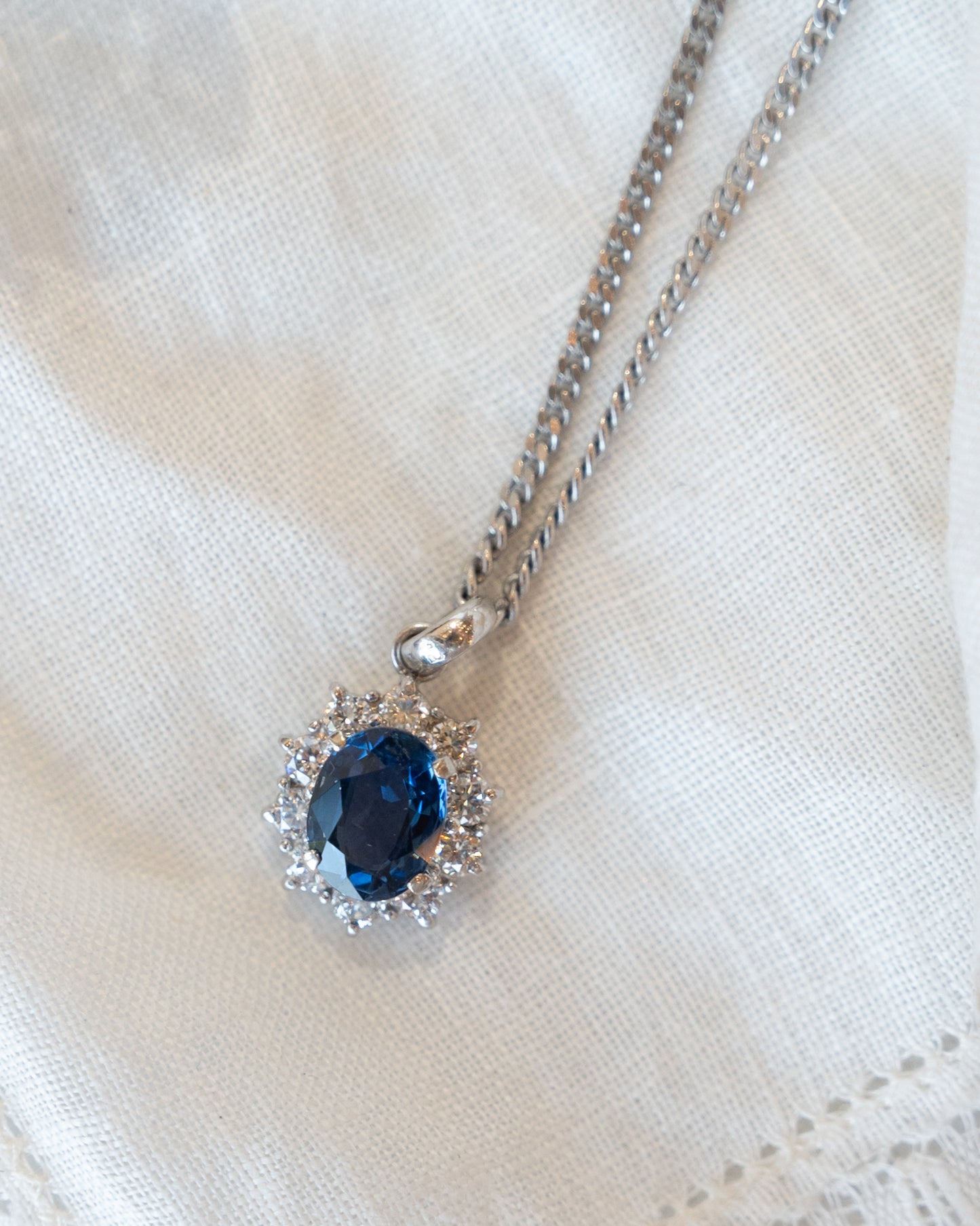 1.56 Blue Sapphire & Diamond Pendant Necklace in Platinum