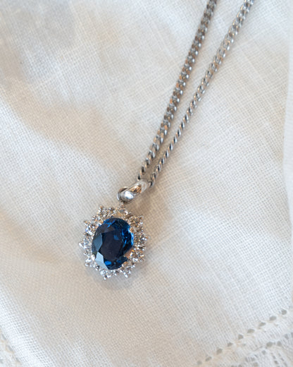1.56 Blue Sapphire & Diamond Pendant Necklace in Platinum