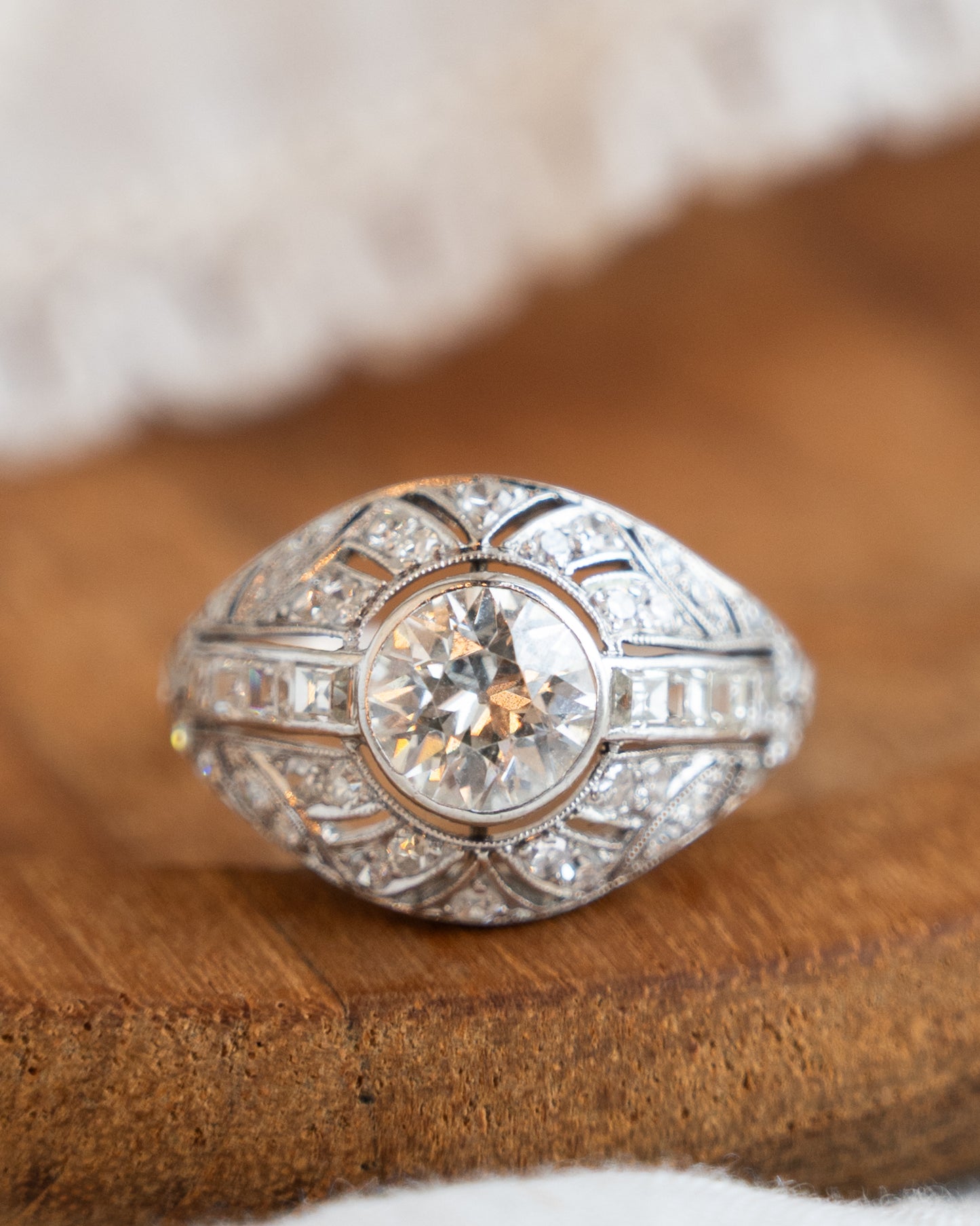 1.50 Vintage Deco Diamond Engagement Ring Platinum