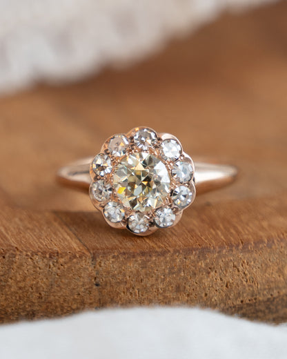 .71 Vintage Victorian Diamond Cluster Engagement Ring 9k