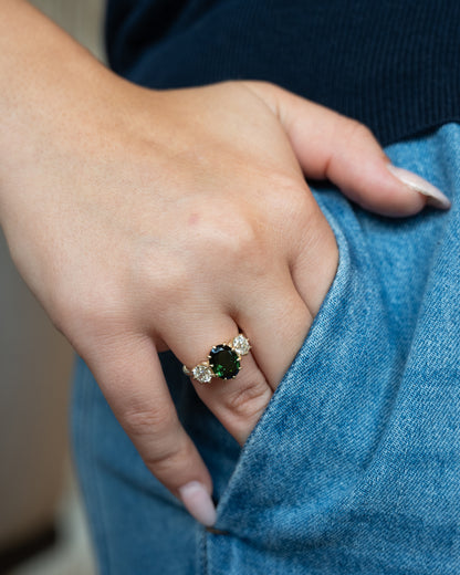 2.40 Tourmaline Three Stone Engagement Ring 14k