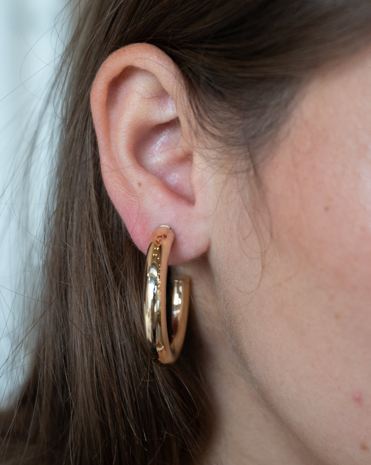 Large Hollow Hoop Earrings in 14k Yellow Gold