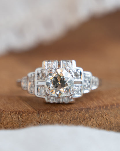 .91 Vintage Deco Diamond Engagement Ring in Platinum