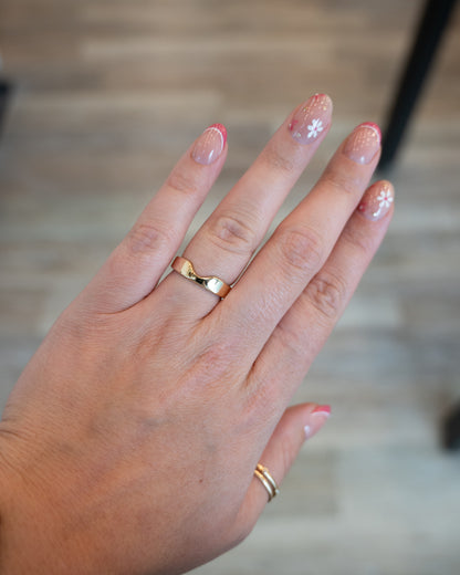 Oval Cutout Contour Wedding Band 14k Yellow Gold