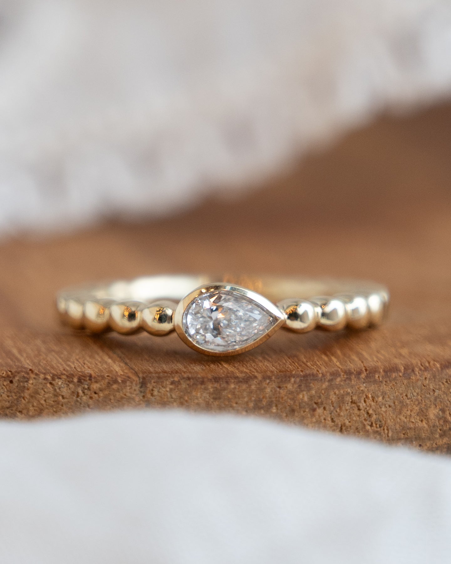 .24 Pear Diamond Stacking Ring in 14k Yellow Gold