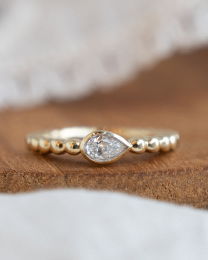 .24 Pear Diamond Stacking Ring in 14k Yellow Gold