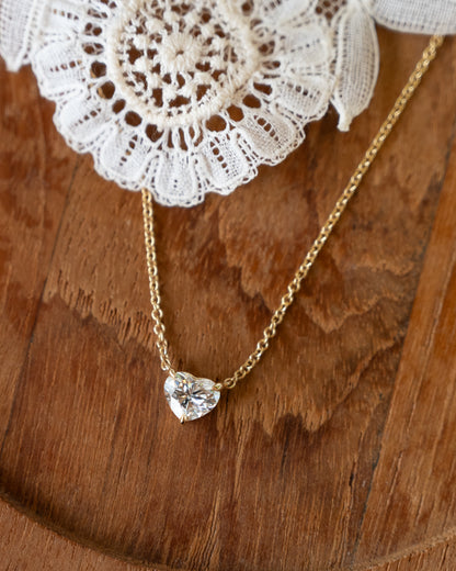 .70 Heart Shaped Diamond Pendant Necklace 14k