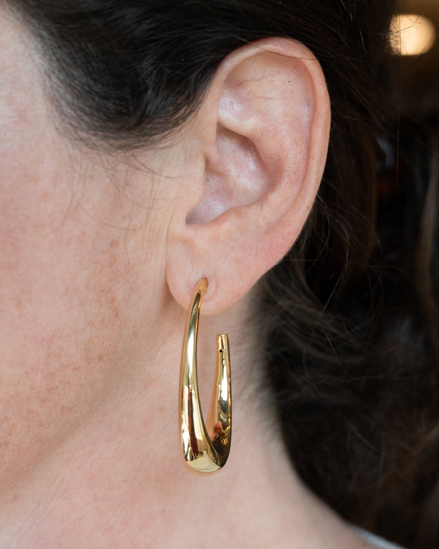 2 Inch J Hoop Earrings in 14k Yellow Gold