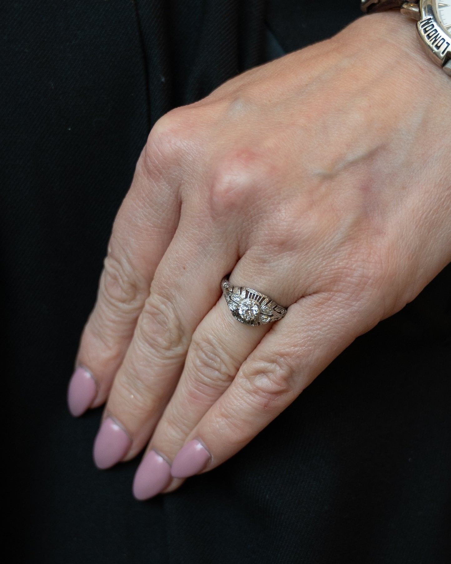 .43 Antique Art Deco Engagement Ring in Platinum