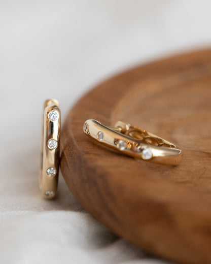 .14 Flush Set Diamond Hoop Earrings in 14k