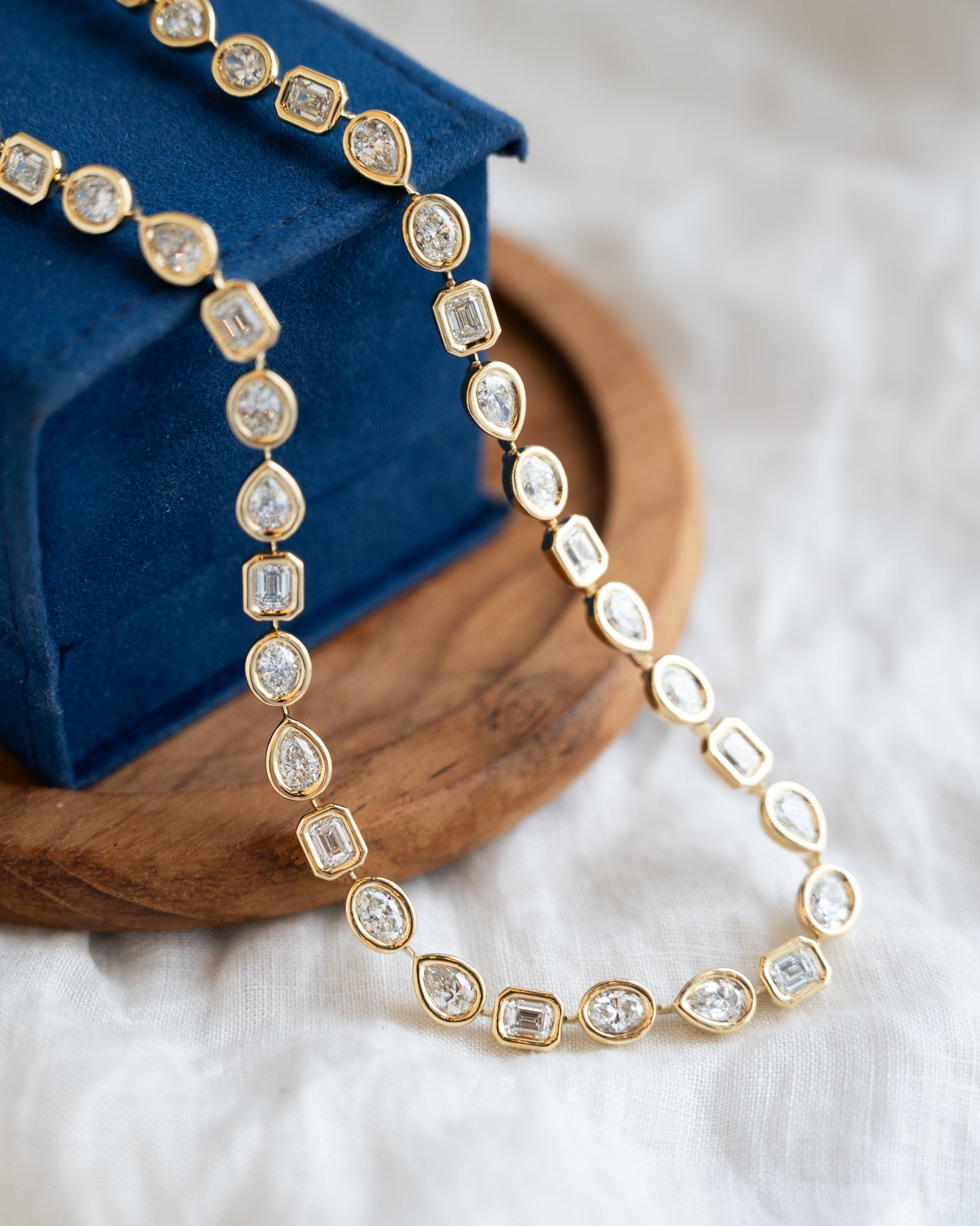 14.44 Mixed Diamond Cut Necklace in 18k Yellow Gold