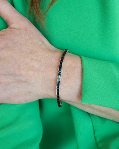 10 Carat Step Cut Sapphire Tennis Bracelet in 14k