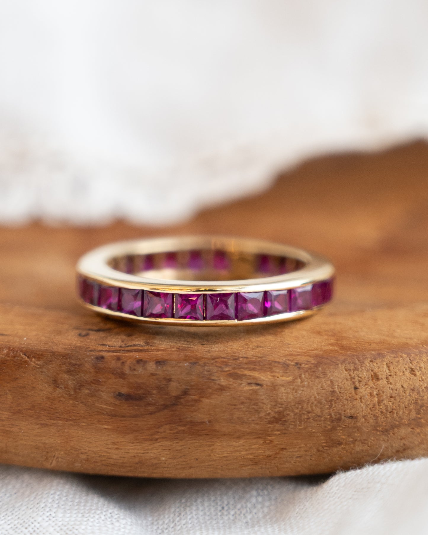 2 Carat Square Cut Ruby Eternity Band 18k