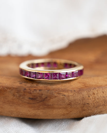 2 Carat Square Cut Ruby Eternity Band 18k