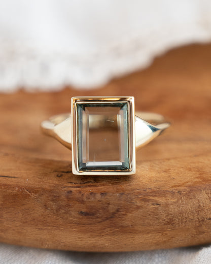 2.86 Emerald Cut Green Sapphire Cocktail Ring 14k