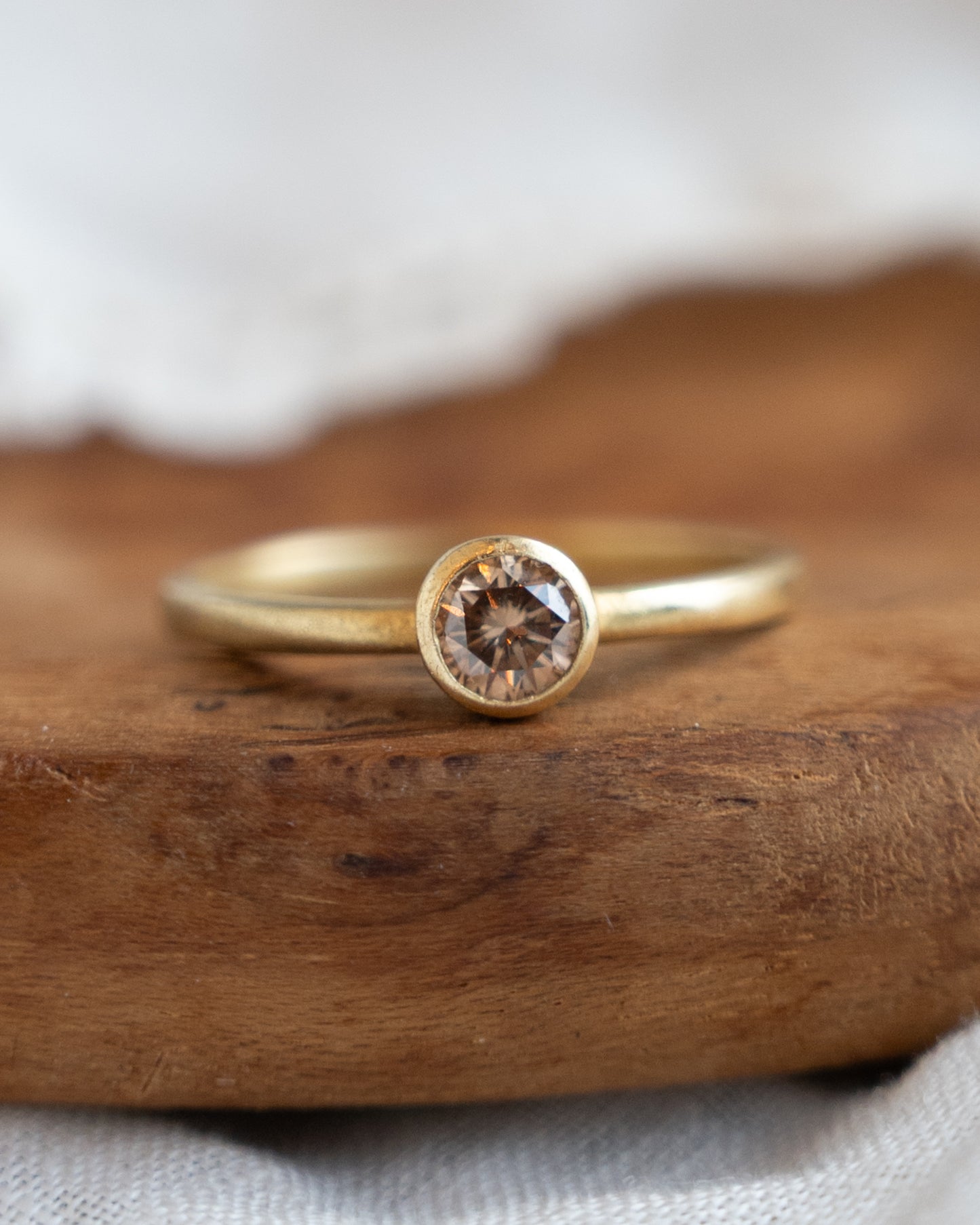 .37 Fancy Light Brown Diamond Engagement Ring 18k