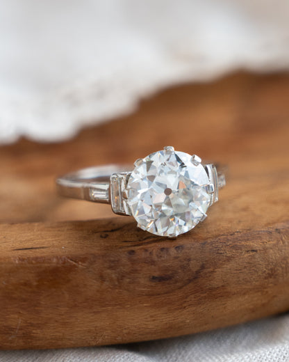 2.24 Vintage Old European Diamond Engagement Ring Platinum